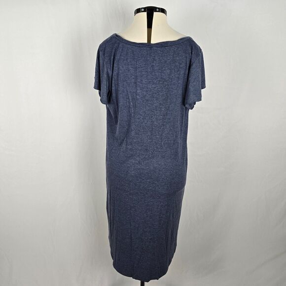 Bloomchic Dress Women's 1X Blue Round Neck Short Sleeve Pleated Ruffles Midi NWT - Picture 5 of 13